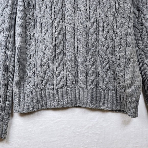 ​Vintage Y2K Abercrombie & Fitch Cable Knit Sweater Gray Crew Neck Pullover XL - Picture 4 of 14